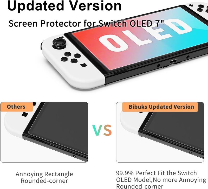 bibuks 2 Pack Tempered Glass Screen Protector for Nintendo Switch OLED 2021-With Auto Alignment Kit,9H Hardness, Bubble Free,Anti-Scratch - Image 4